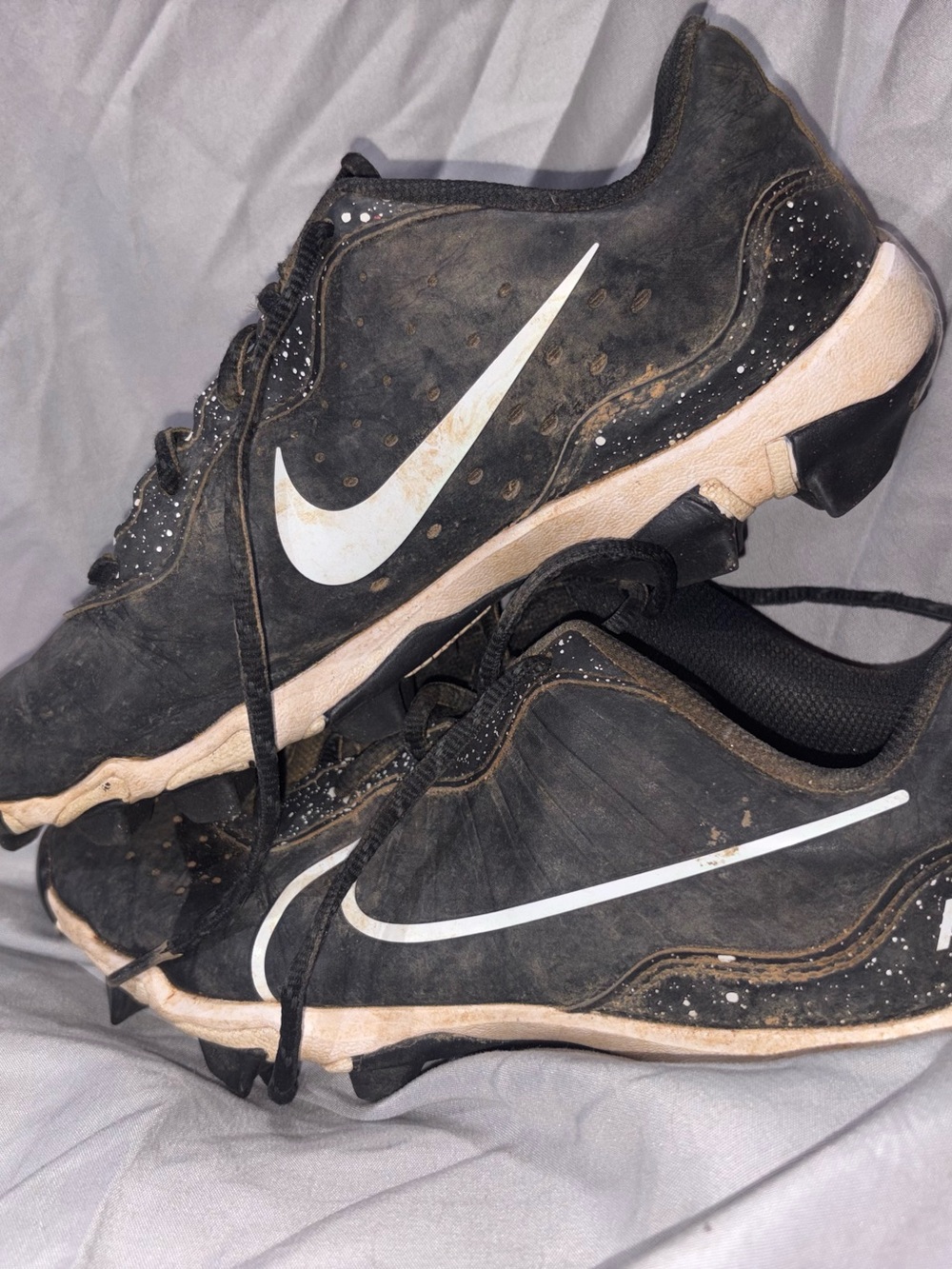 Nike softball Black Athletic Cleats with White Swoosh